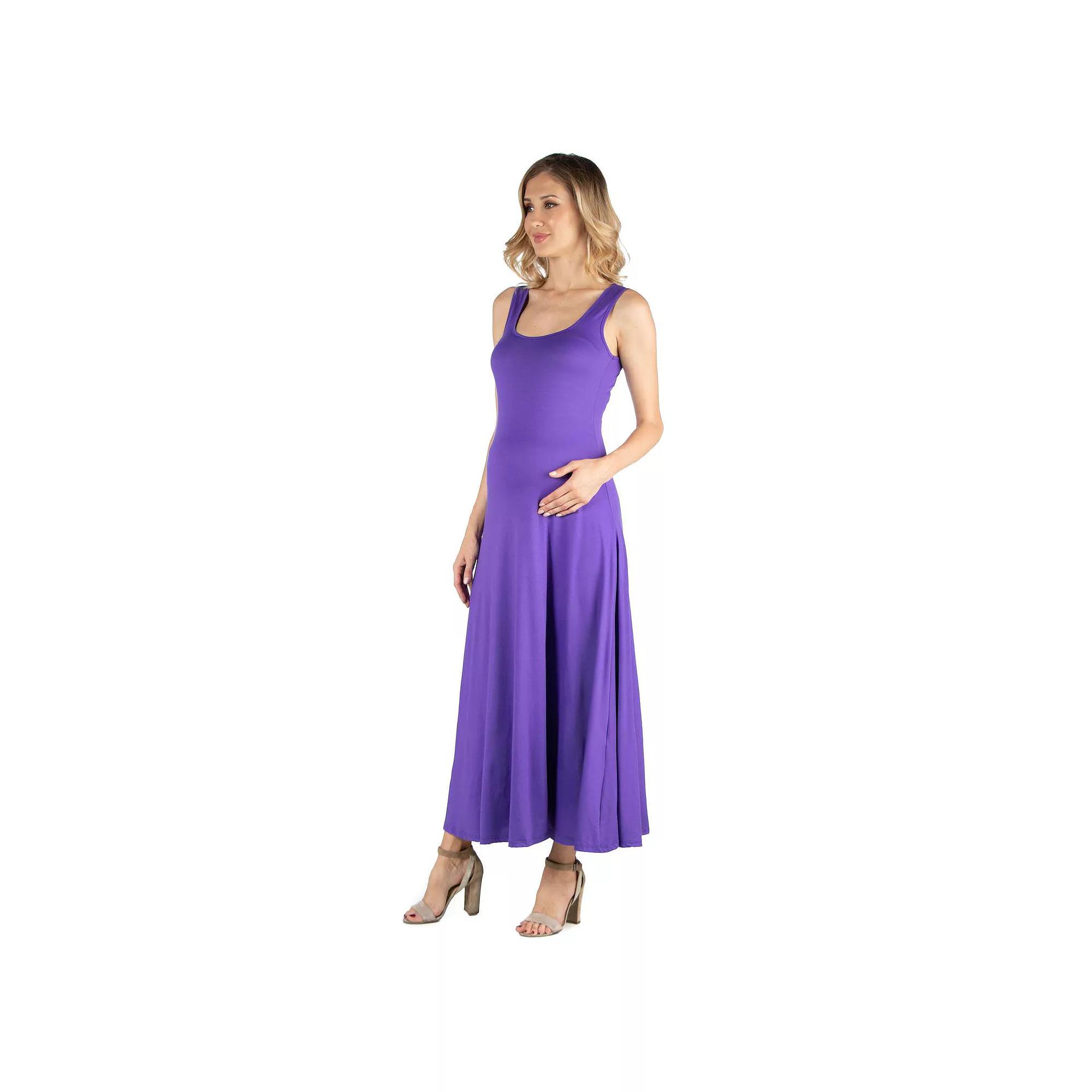 Maternity 24Seven Comfort Apparel Slim Fit A-Line Sleeveless Maxi Dress, Women's,  Product Image