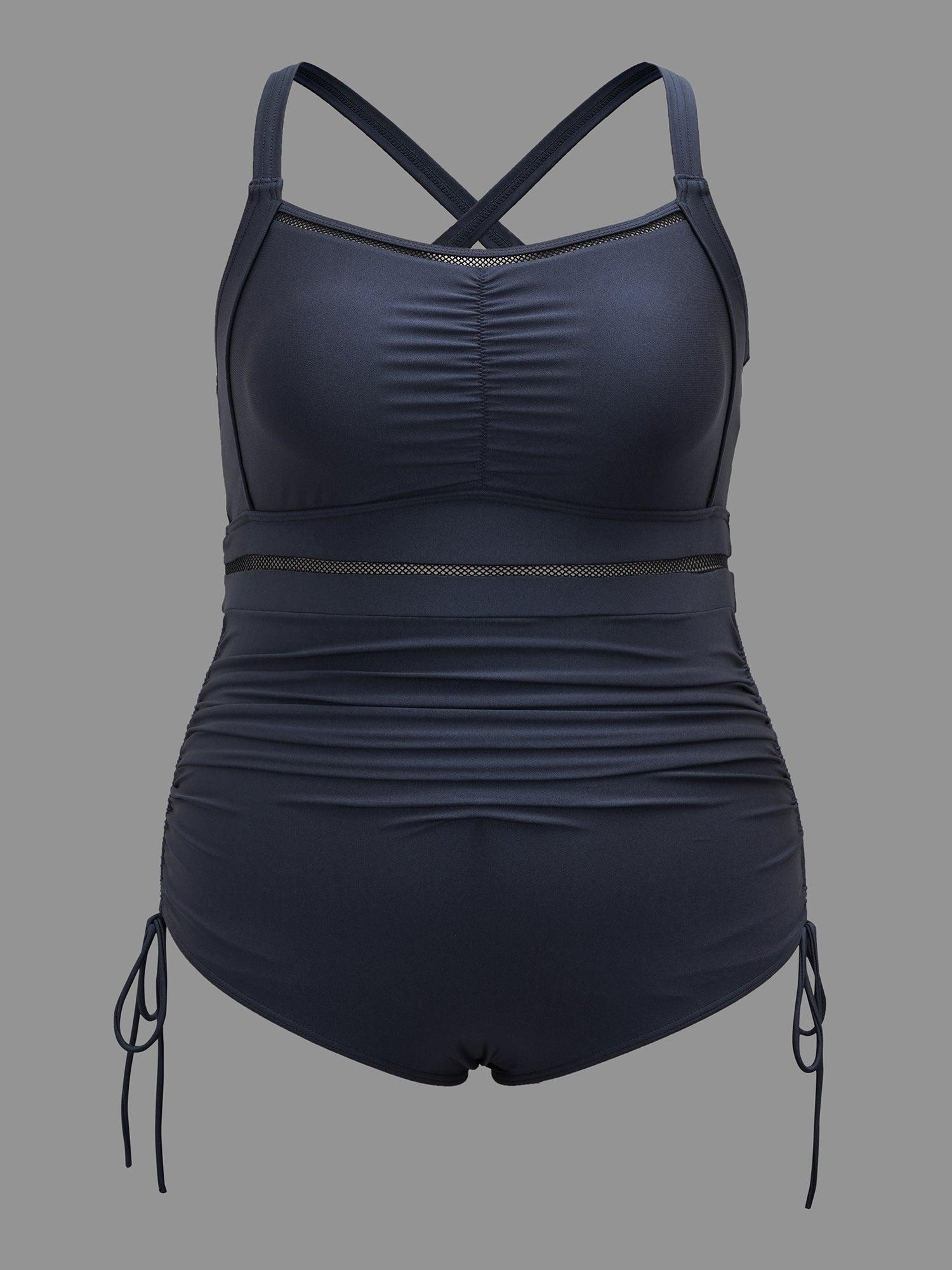 Ruched Front Adjustable Drawstring One-Piece Swimsuit Female Product Image