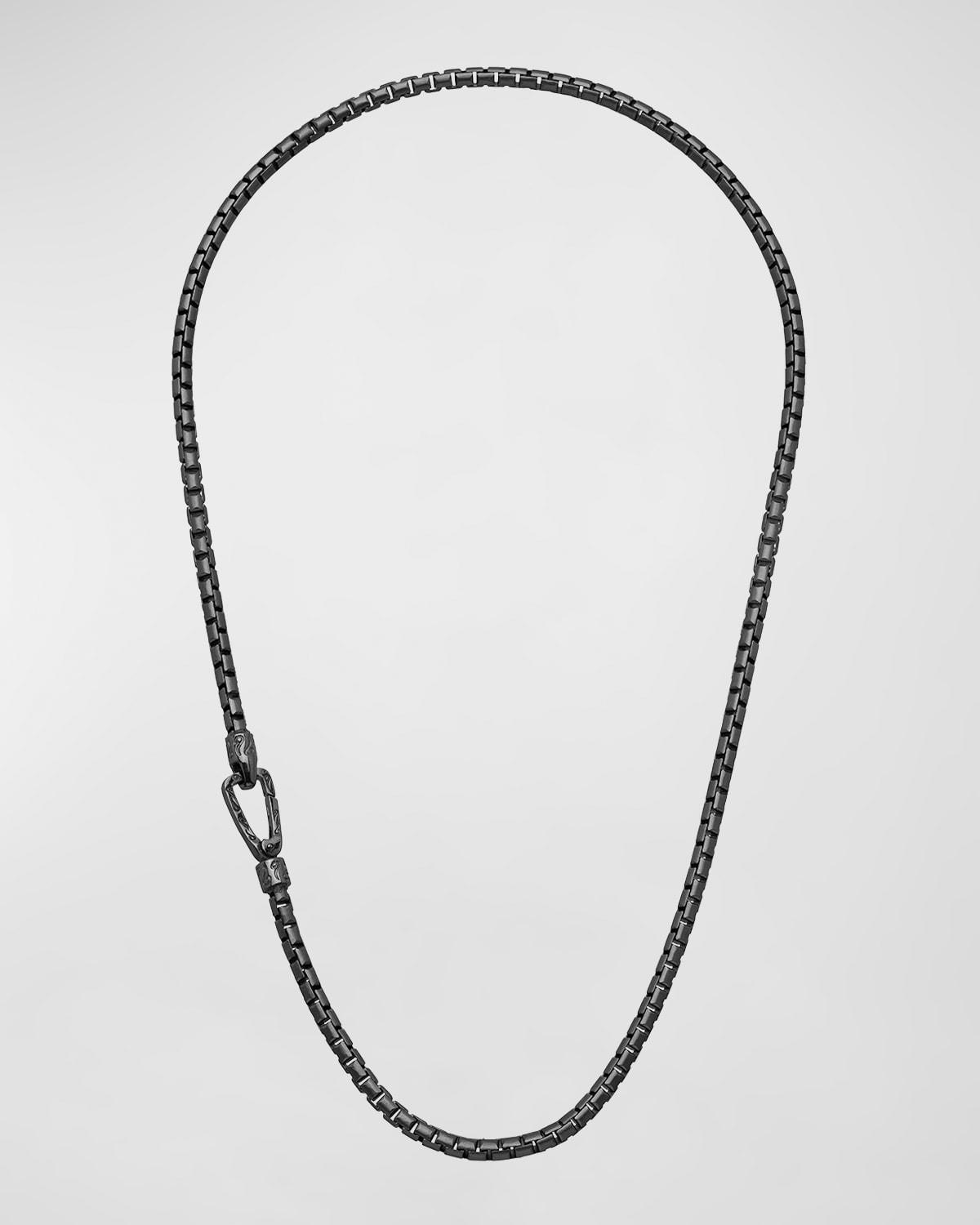 Mens Ulysses Box Chain Necklace in Silver, 62mm Product Image