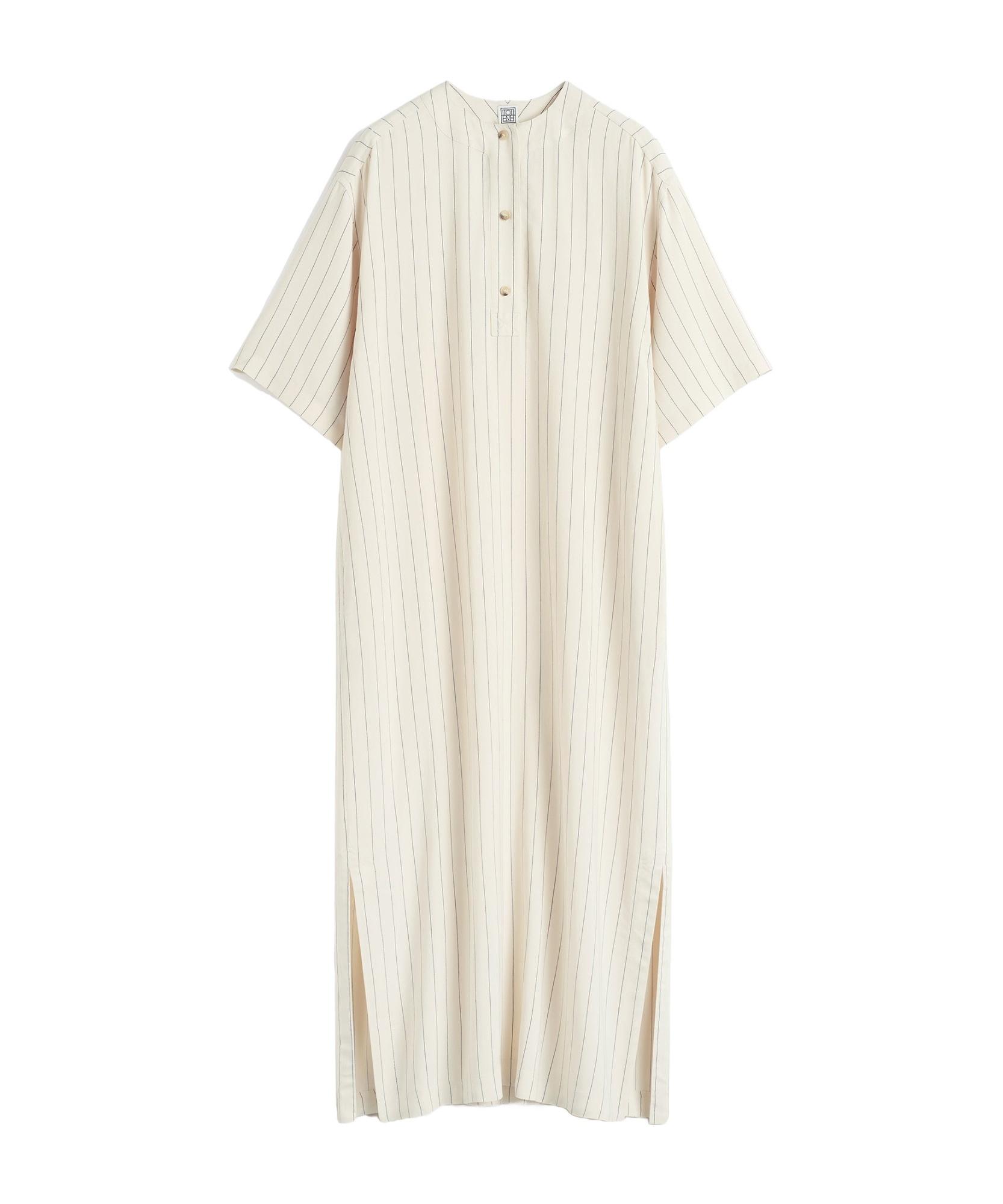 TOTÊME Pinstripe Midi Dress In White Product Image