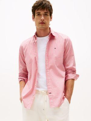 Regular Fit Gingham Stretch Poplin Shirt Product Image