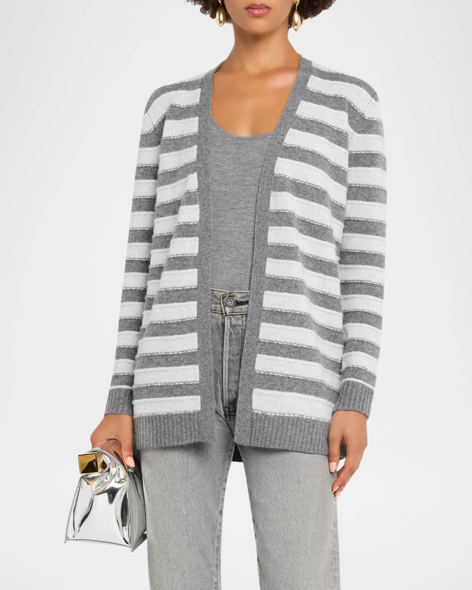 Cashmere Striped Open-Front Cardigan Product Image