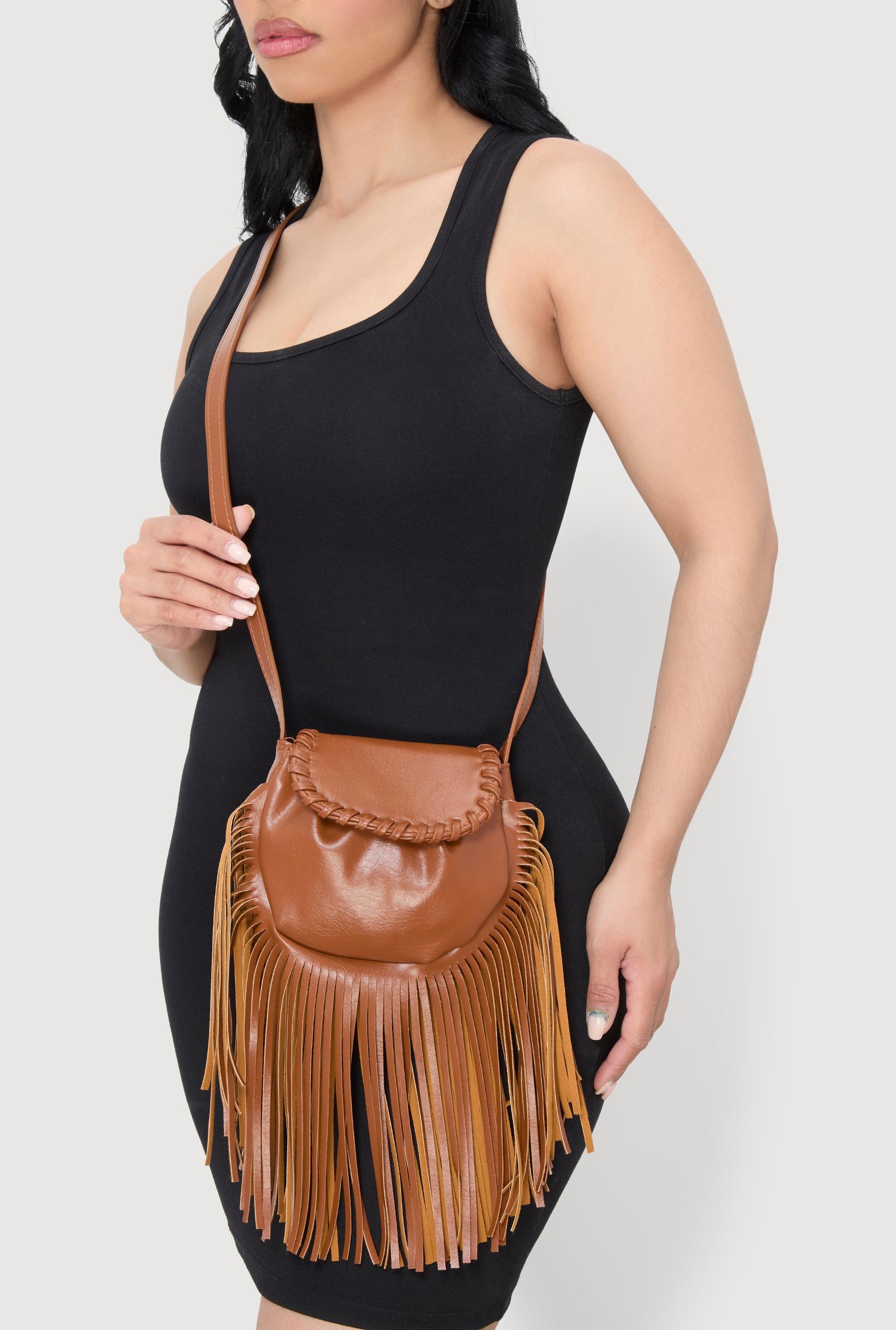 Decorative Stitch Flap Fringe Crossbody Bag Female Product Image
