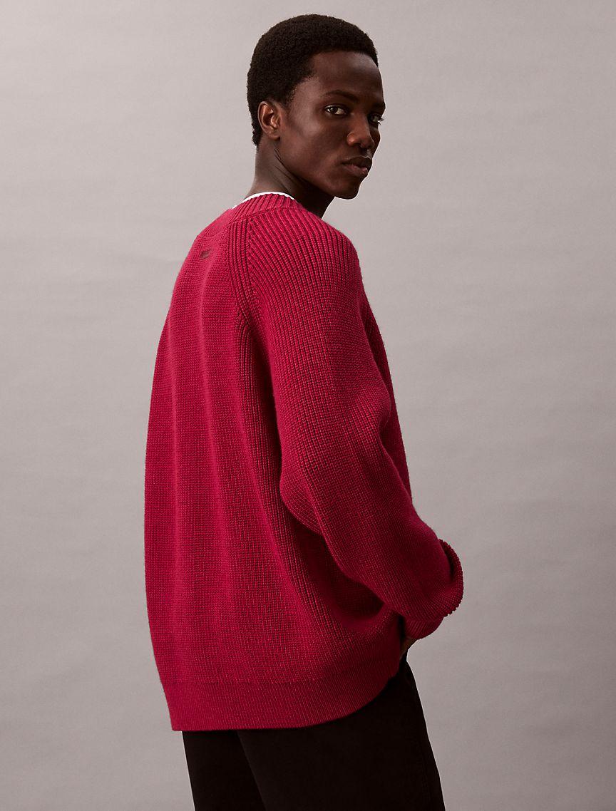 Merino Wool Blend Relaxed V-Neck Sweater Product Image