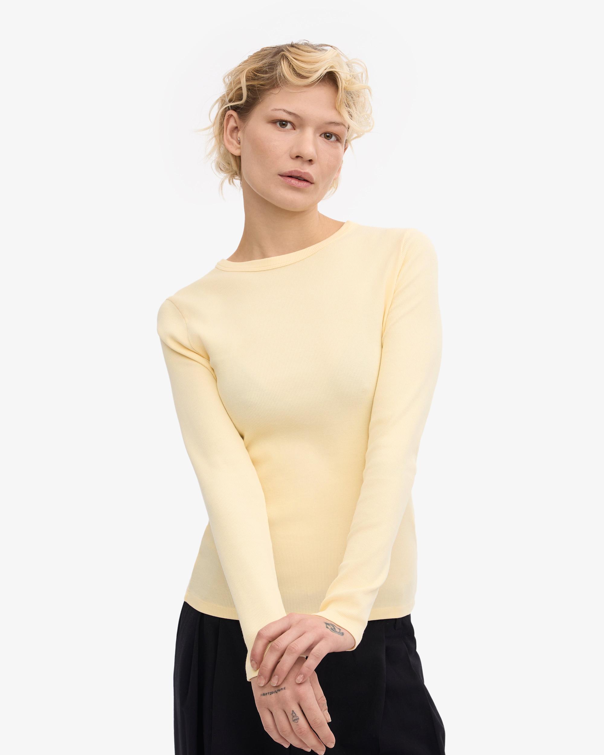 Women Organic Rib LS T-Shirt - Soft Yellow Product Image