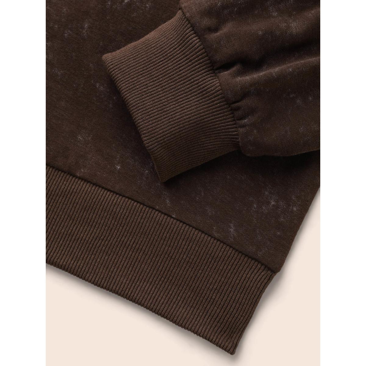 Plus Size Vintage Boho Print Patchwork Sweatshirt Women DarkBrown Casual Contrast Round Neck Everyday Sweatshirts BloomChic 18-20/2X Product Image