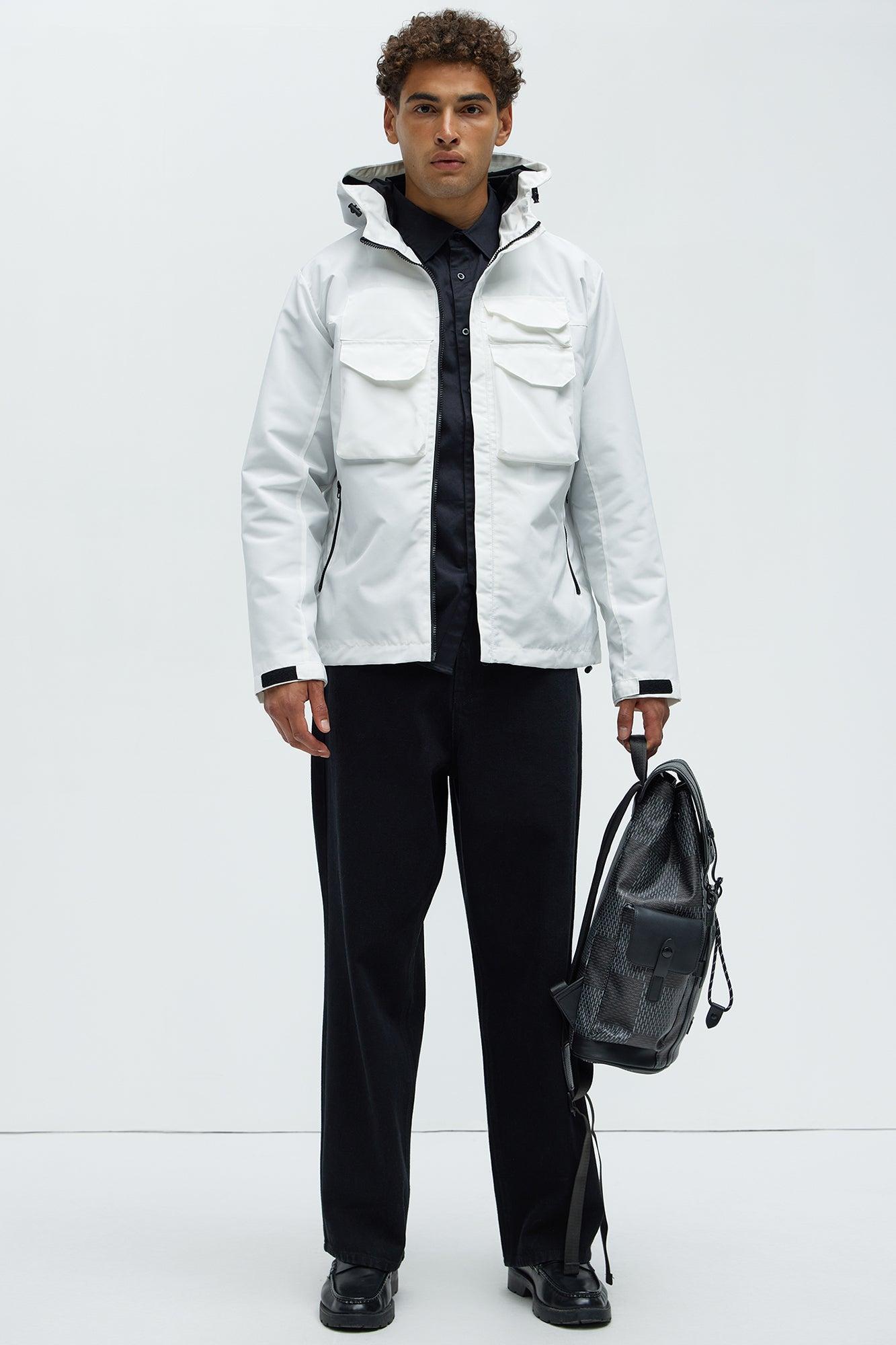 Centered 4 Pocket Anorak Jacket - White Product Image