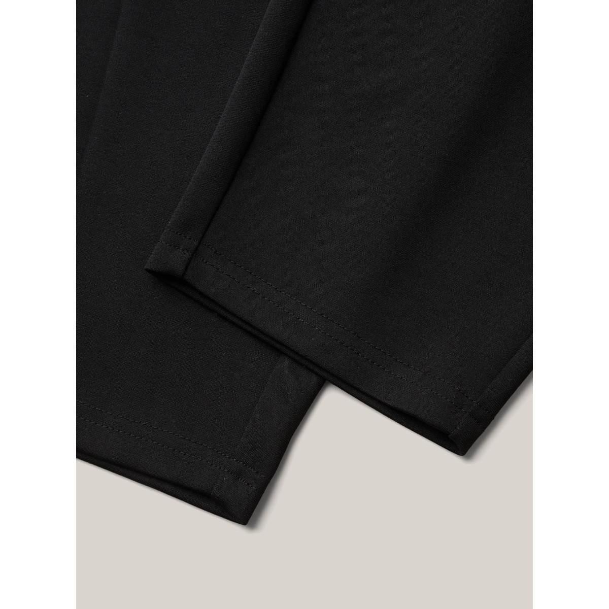 Plus Size Pleated Stretchy Waist Skinny-Fit Pants Women Black Office Bodycon Mid Rise Office Pants BloomChic 12/L Product Image