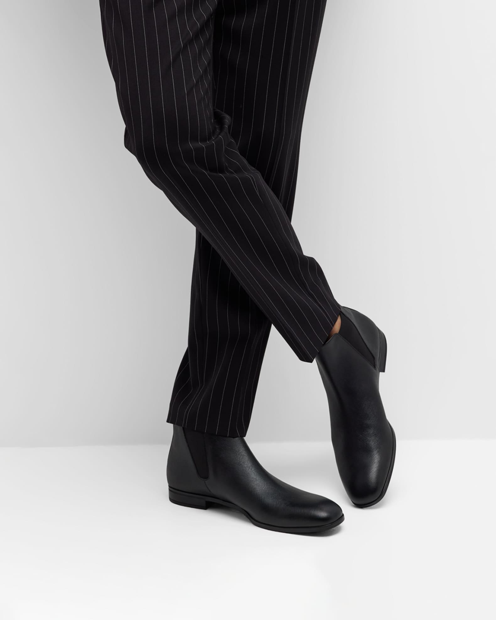 Saffiano Leather Chelsea Boots Product Image