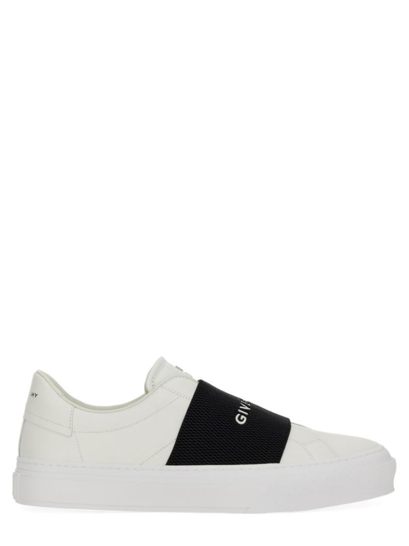 GIVENCHY Logo-embroidered Slip-on Leather Sneakers In White Black Product Image