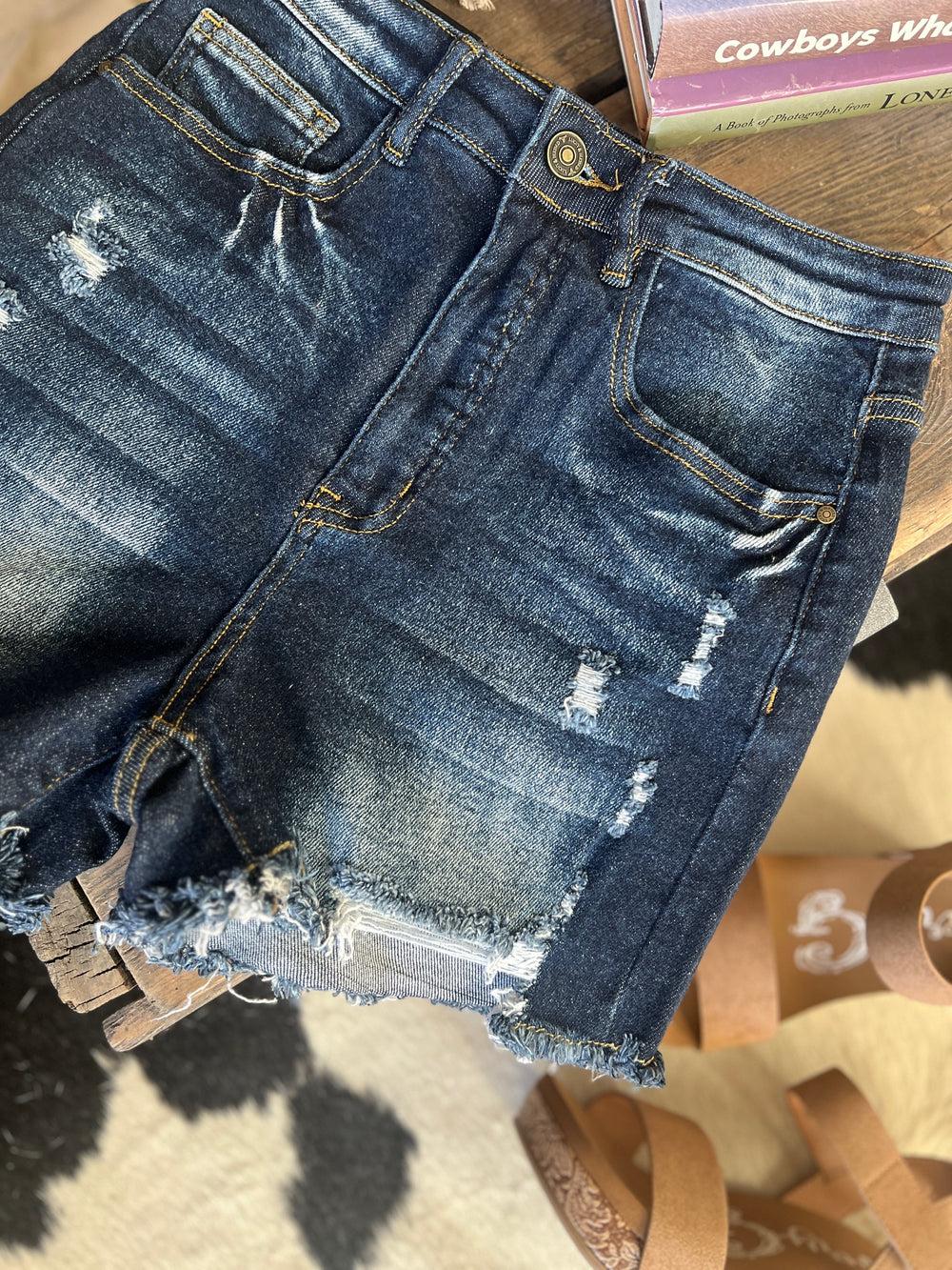 Distressed Tummy Control Denim Shorts - 2 Colors Product Image