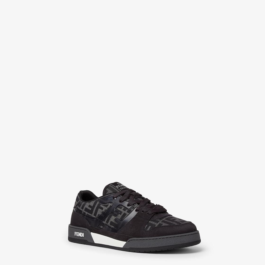 Fendi Match SneakersBlack FF jacquard and gray suede low-tops Product Image