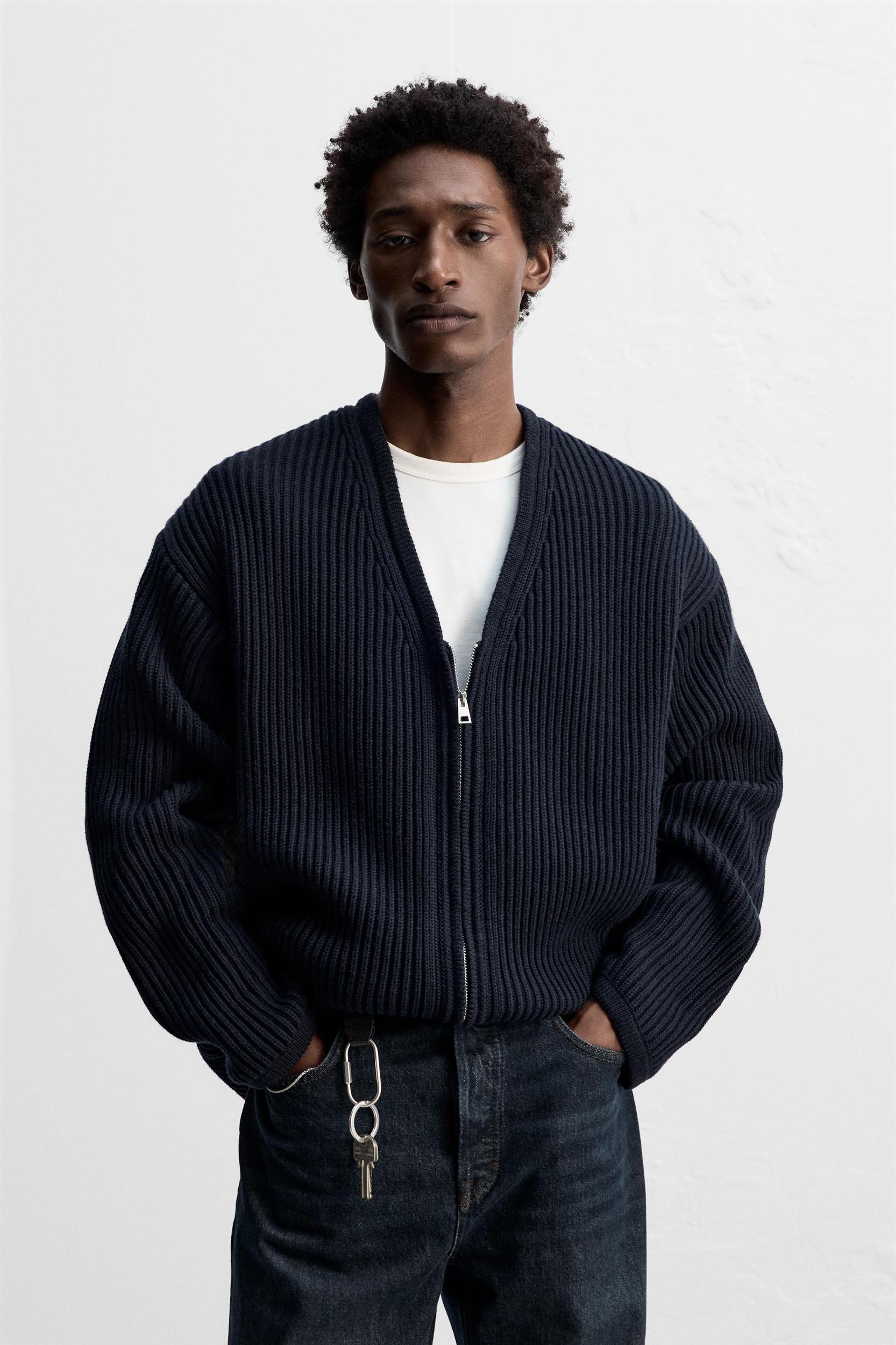 TEXTURED ZIP CARDIGAN Product Image