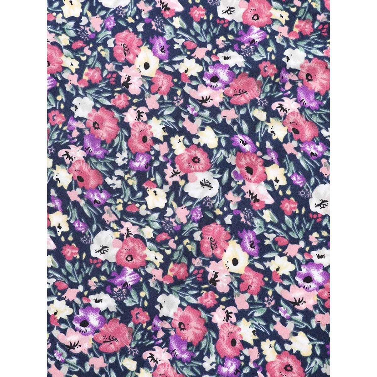 Plus Size Floral Print Lotus Neck Tank Top Women Indigo Timeless Ruffles V-neck Elegant Tank Tops Camis BloomChic 14-16/1X Product Image