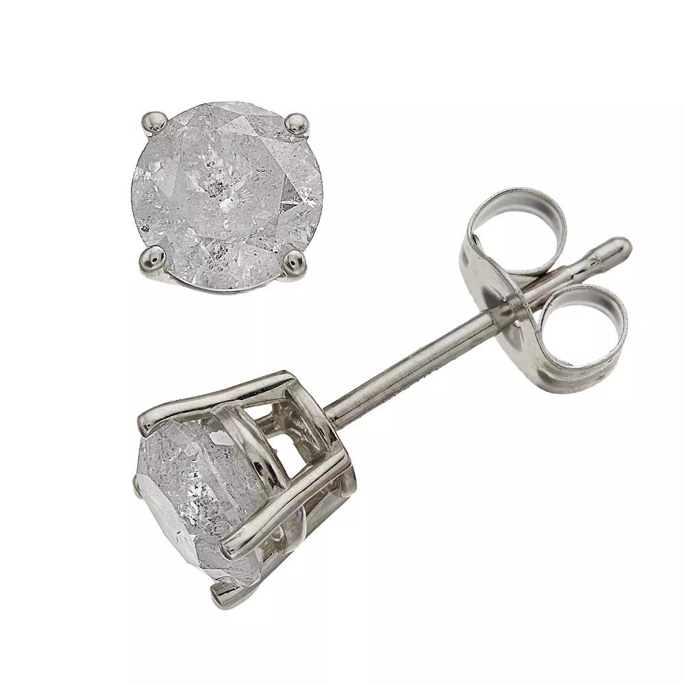 14k White Gold 1 Carat T.W. Diamond Stud Earrings, Womens Product Image