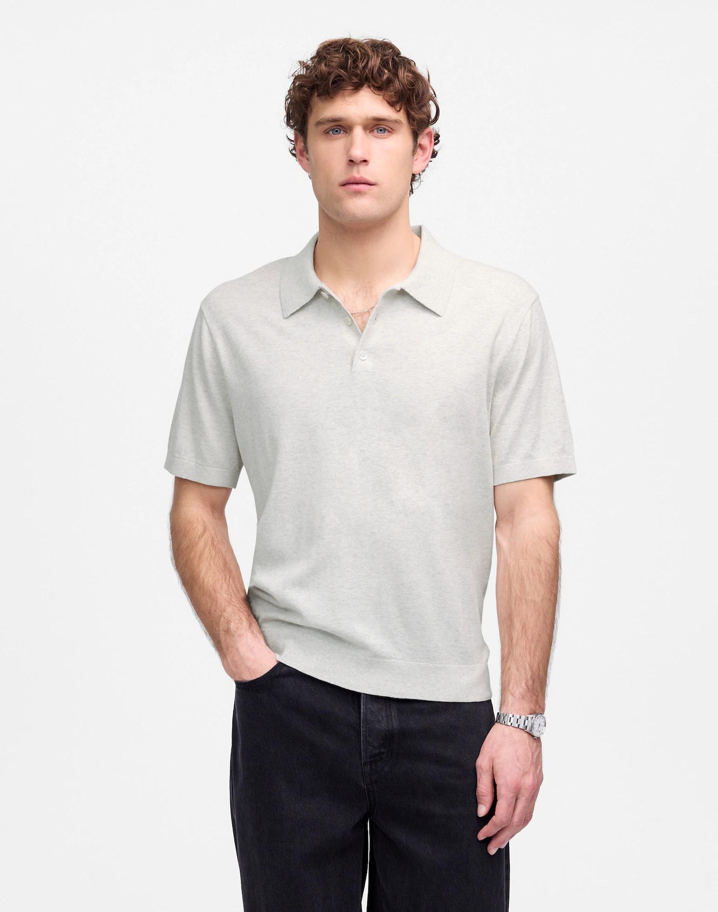 Three-Button Sweater Polo Shirt Product Image