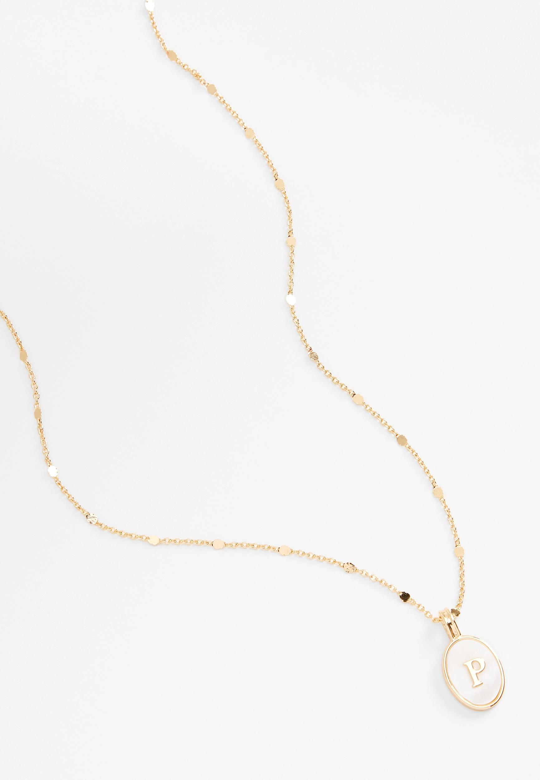 Maurices Womens Gold Oval Initial Pendant Necklace Product Image