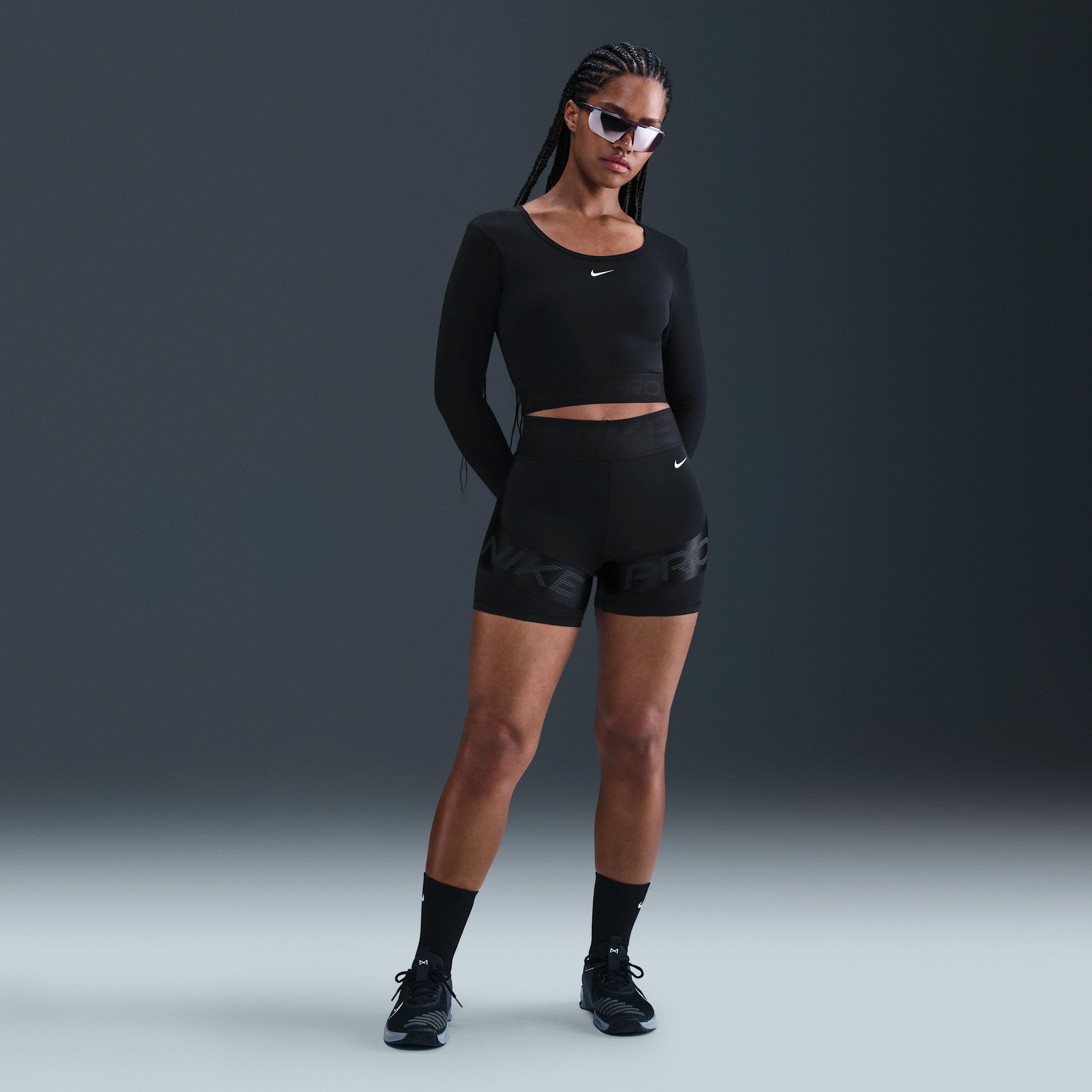 Womens Nike Pro Dri-FIT Cropped Long-Sleeve Top | HV9992-010 Product Image