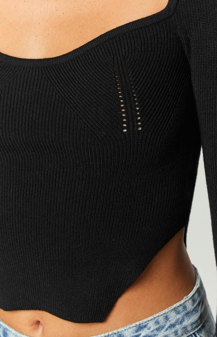 Amalia Black Knit Sleeve Top Product Image