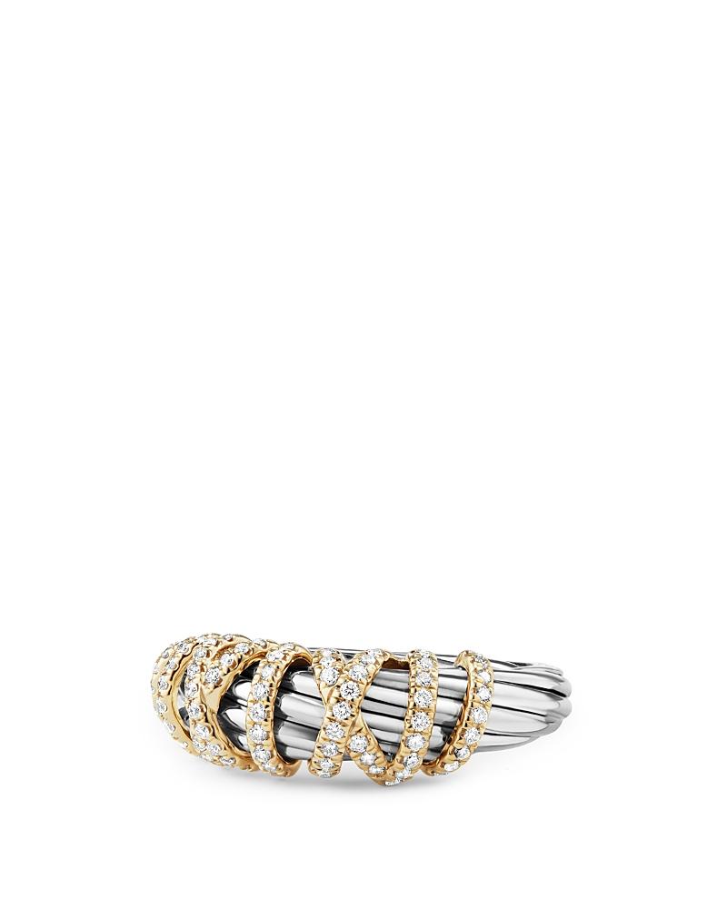 Womens Crossover Diamond & Sterling Silver Wide Ring Product Image