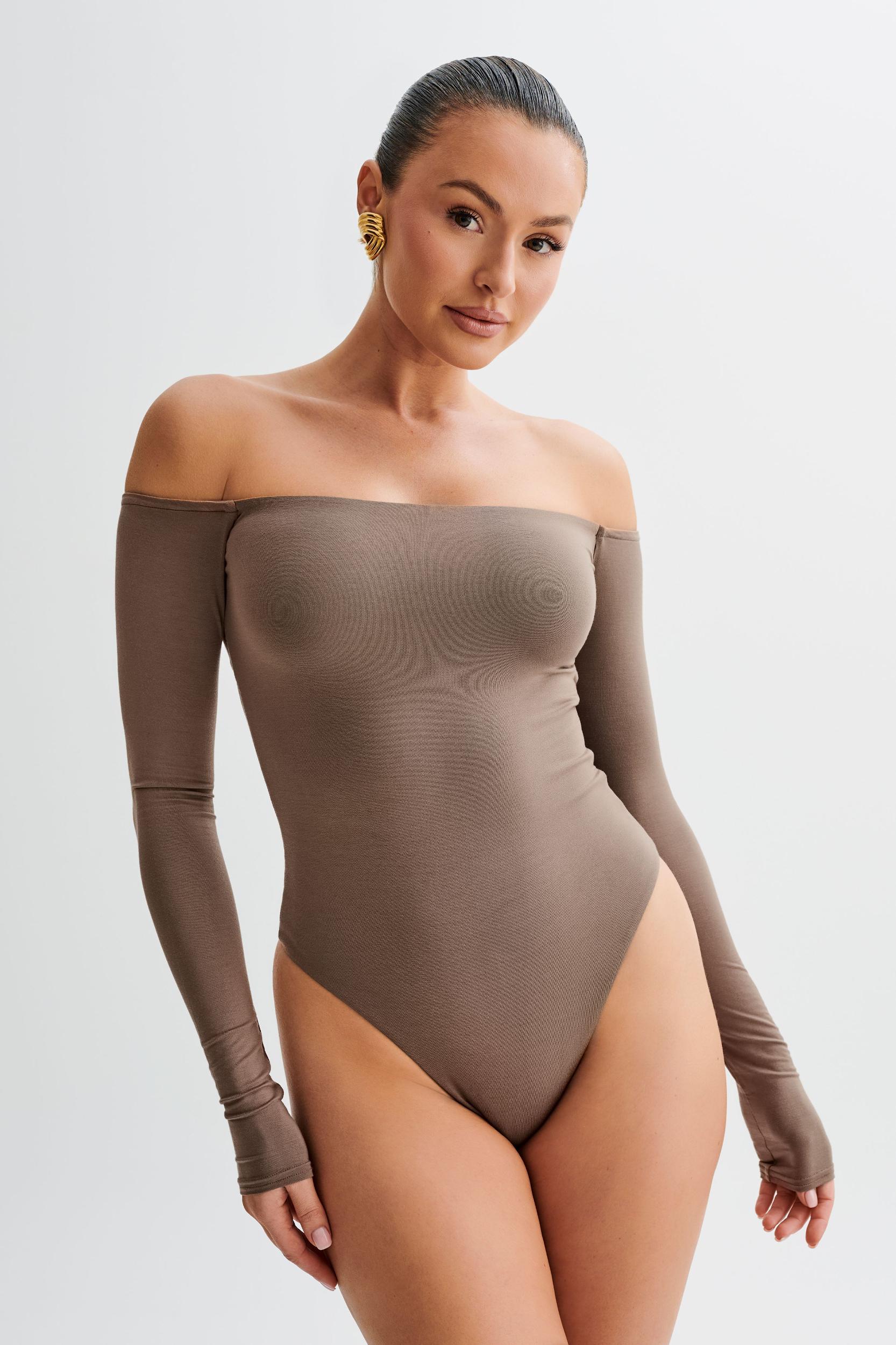 Peta Off Shoulder Modal Long Sleeve Bodysuit - Coco Product Image