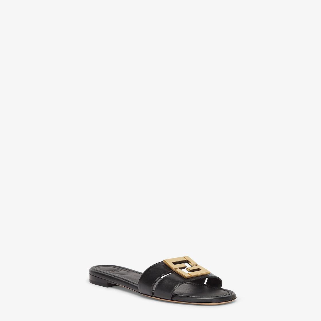Fendi FFoldBlack leather sandals Product Image