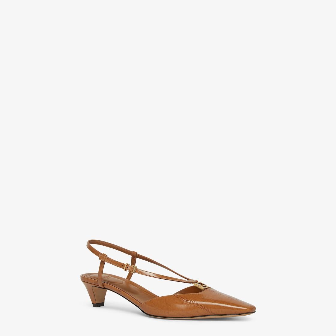 Fendi FFoldBeige eel leather low-heeled slingbacks Product Image