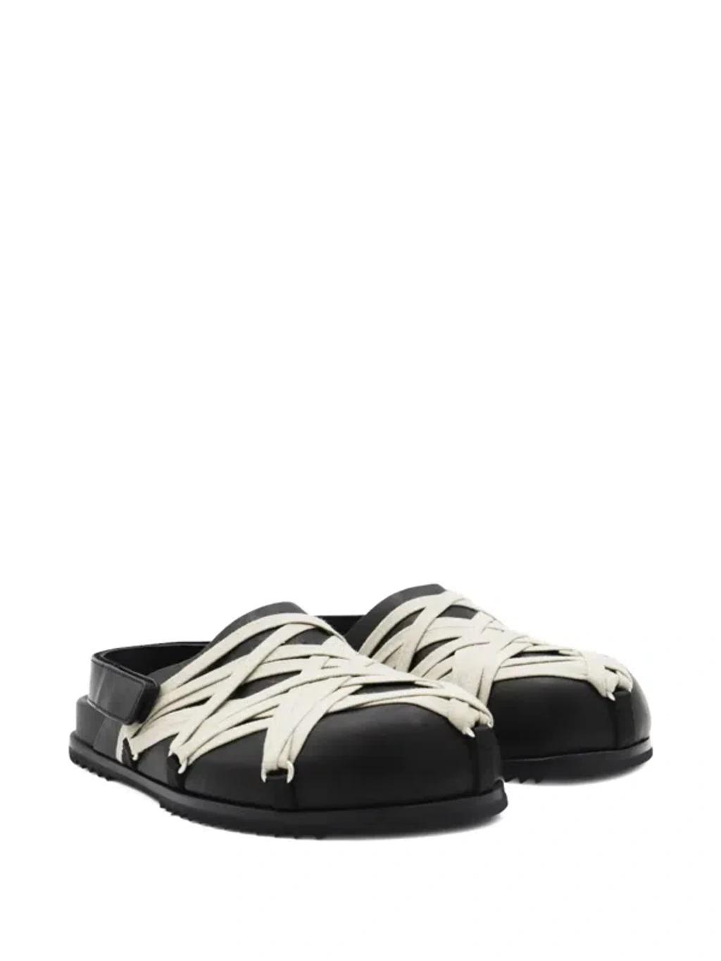 RICK OWENS Leather Loafers With Crisscross Detail In Black Product Image