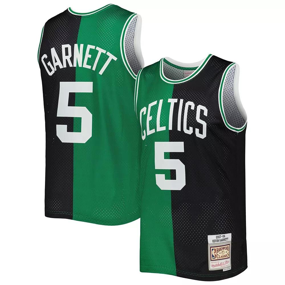 Men's Mitchell & Ness Kevin Garnett Black/Kelly Green Boston Celtics Hardwood Classics 2007/08 Split Swingman Jersey,  Product Image