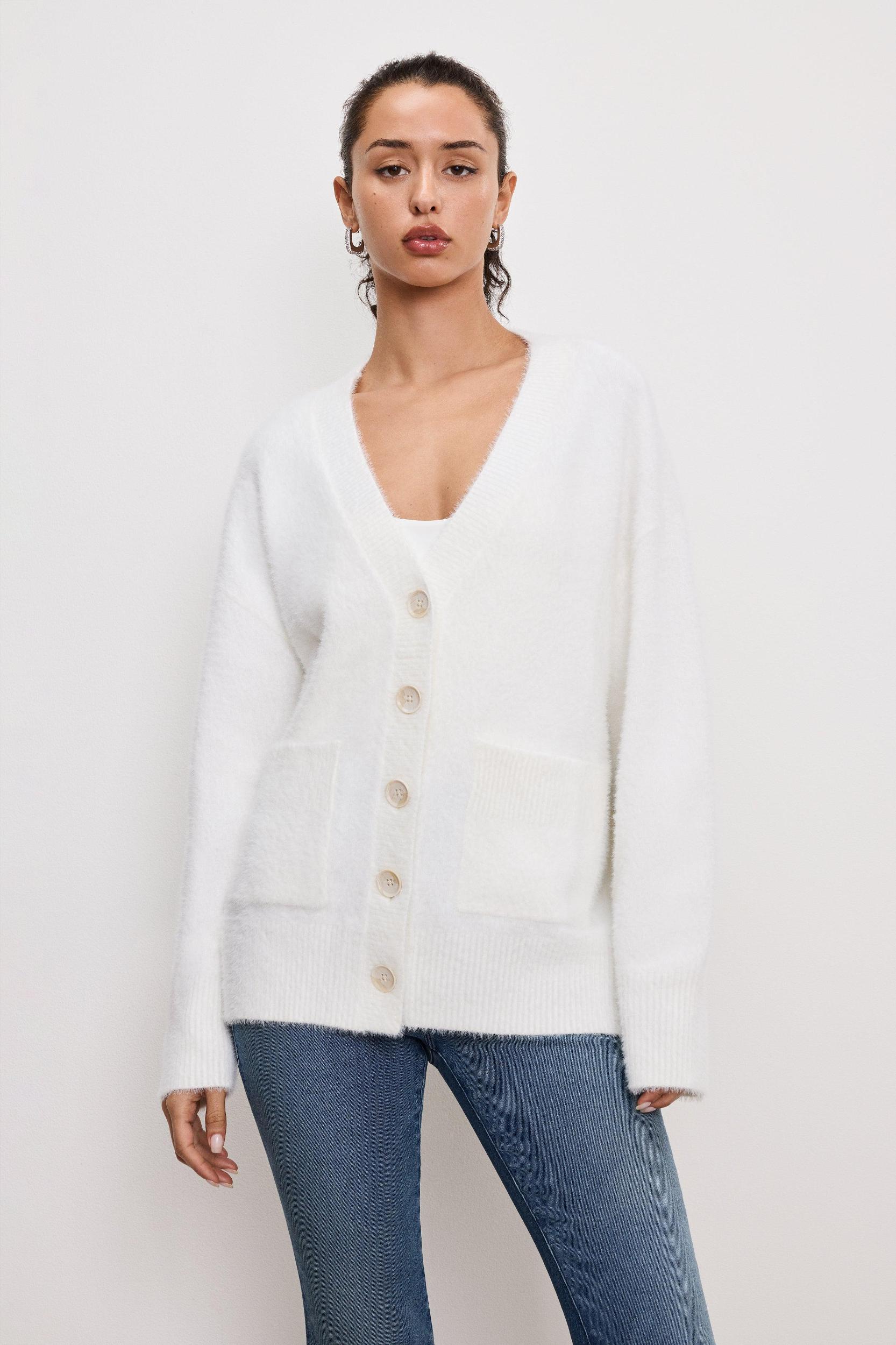 OVERSIZED PLUSH CARDIGAN | CLOUD WHITE Product Image