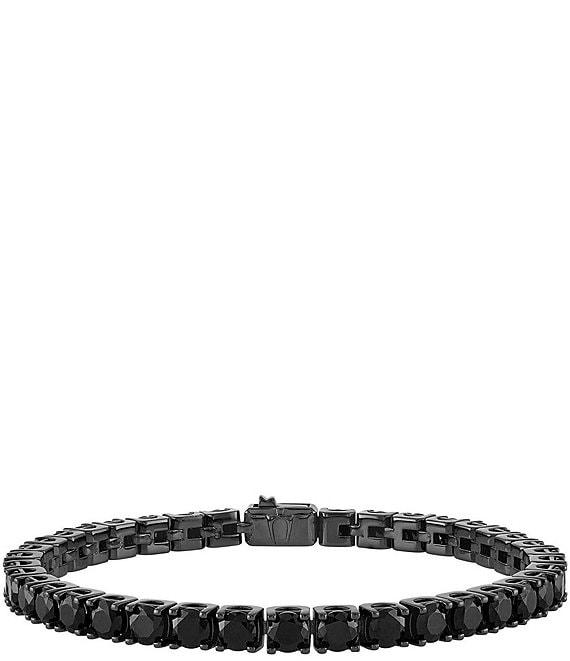 Bulova Men's Black Tone Sterling Silver Tennis Line Bracelet Product Image