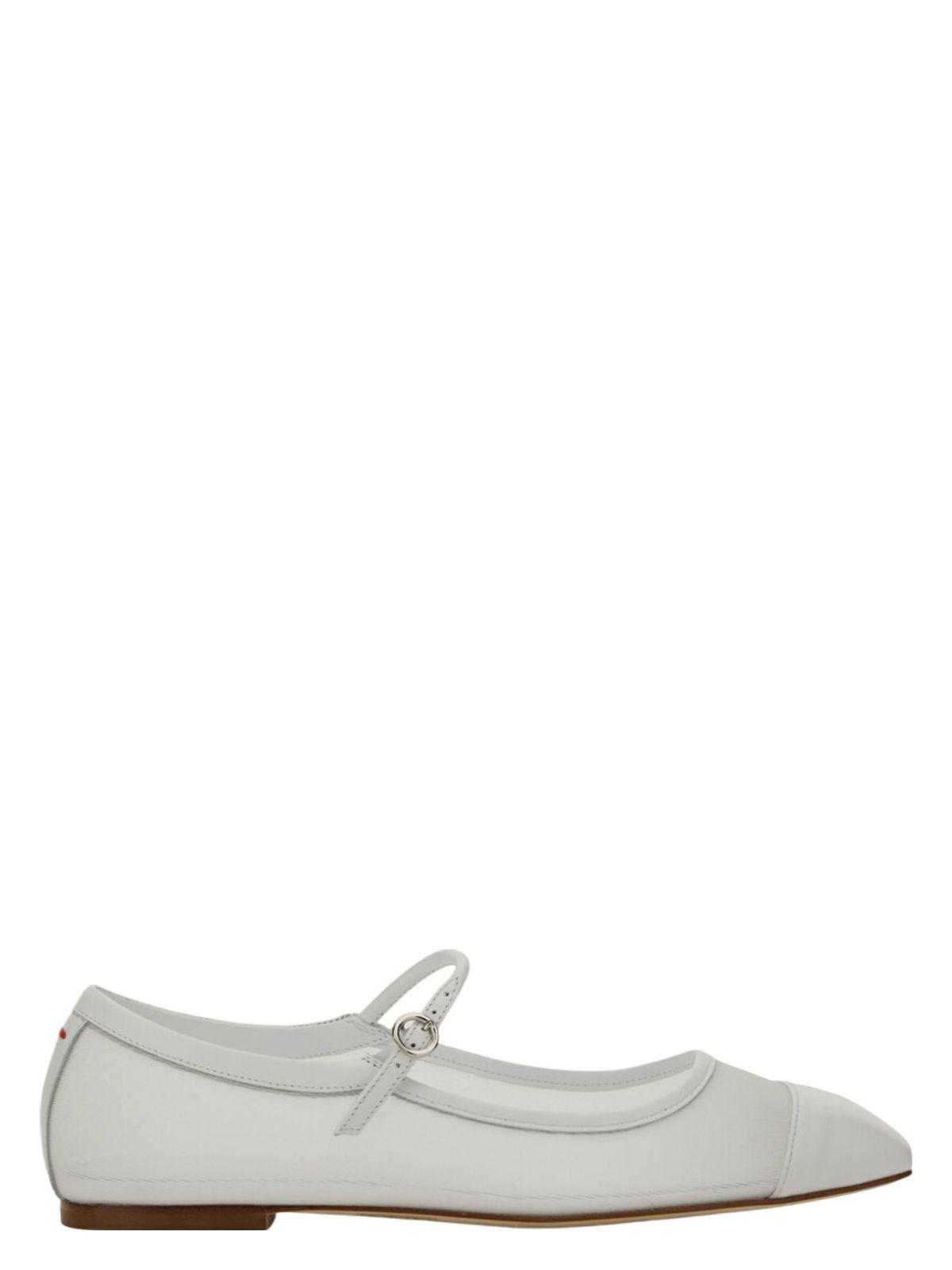 AEYDE Round Toe Ballerina Shoes With Contrast Piping In White Product Image