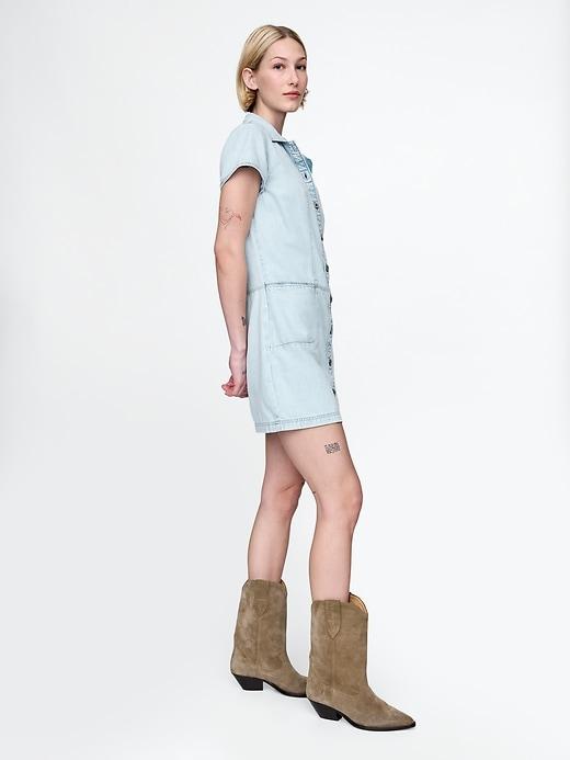 UltraSoft Denim Mini Shift Dress Product Image