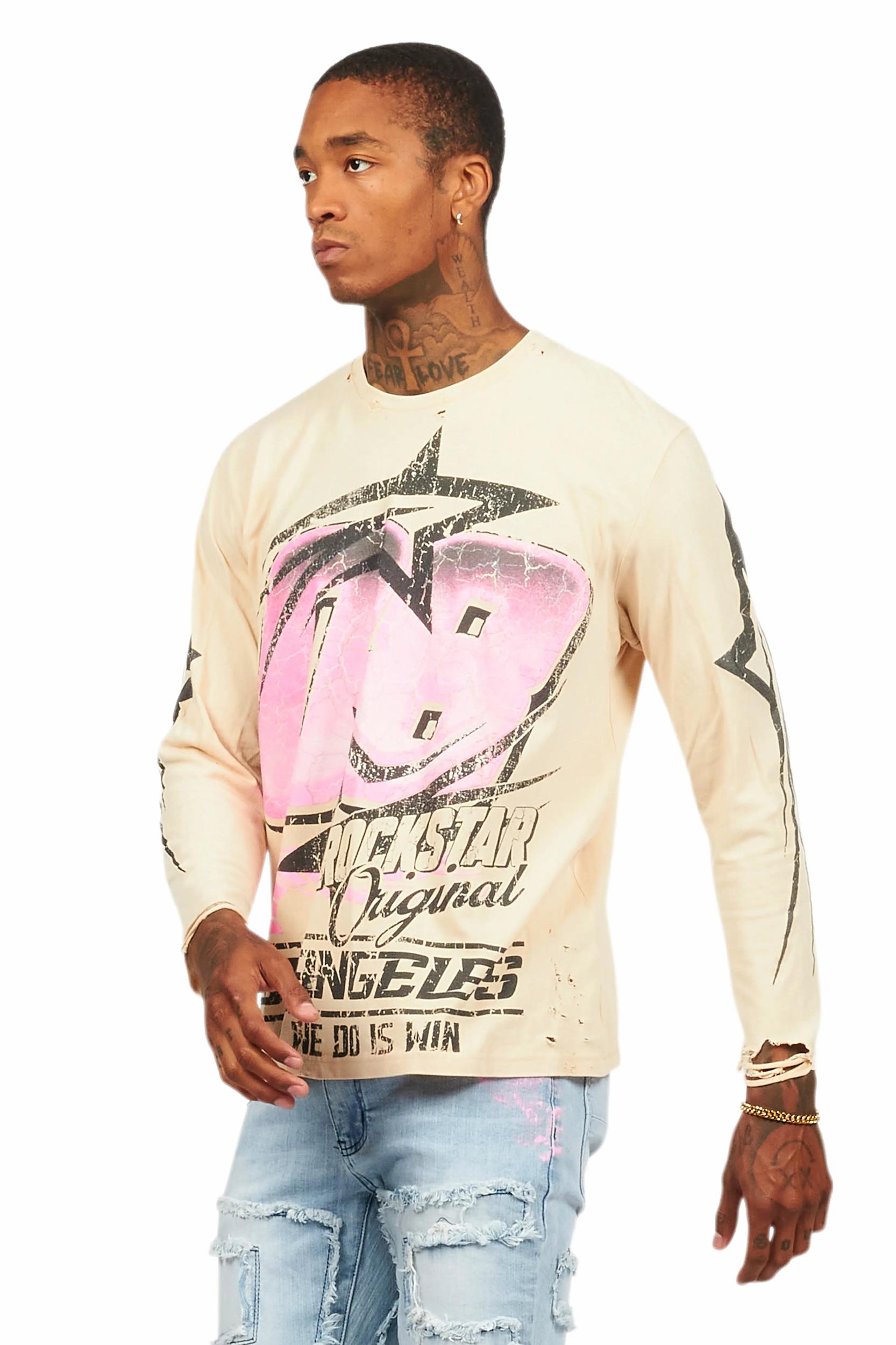 Kastell Vintage Sand Long Sleeve Graphic T-Shirt Male Product Image