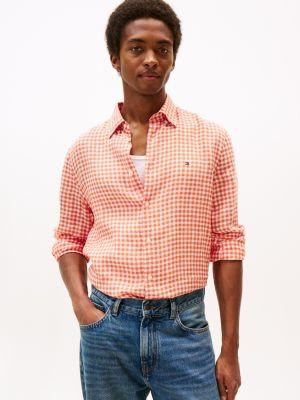 Regular Fit Gingham Linen Shirt Product Image