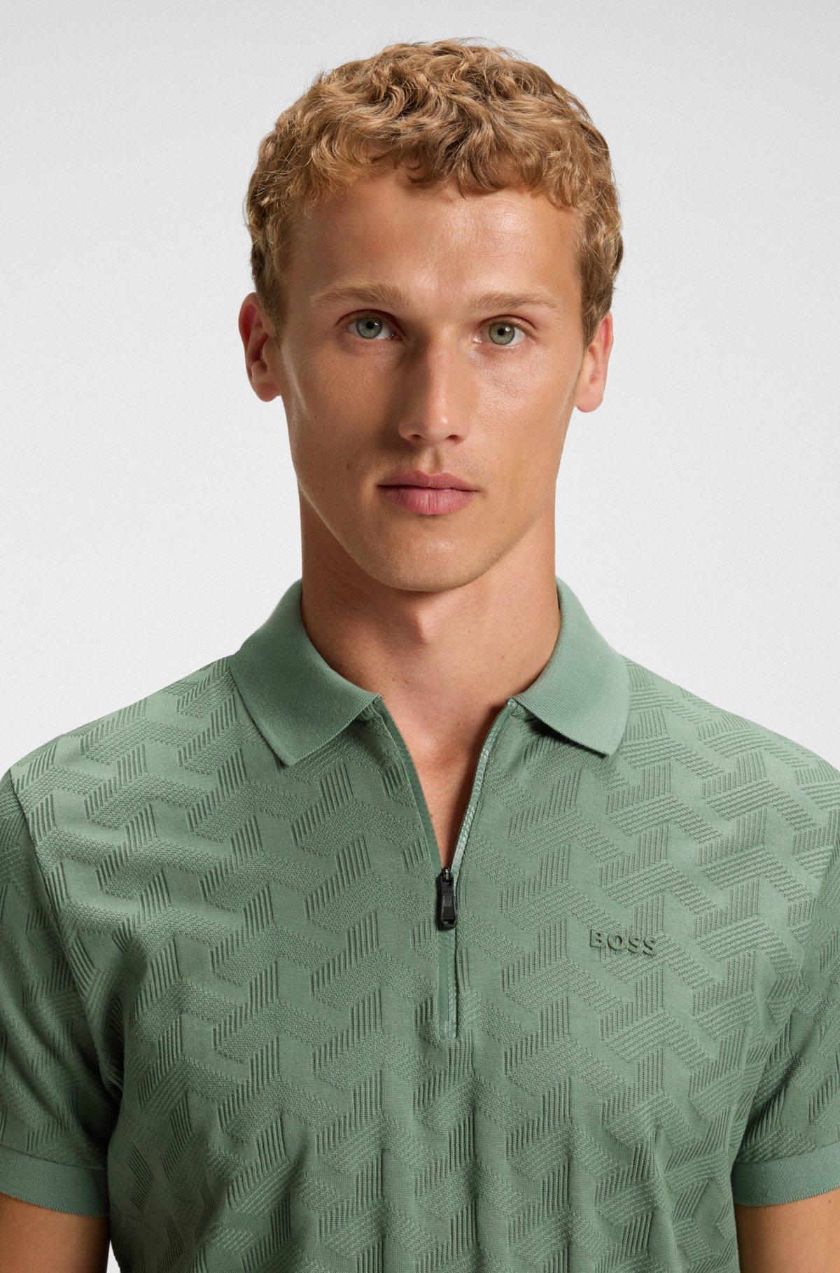 Mercerised-cotton polo shirt with jacquard pattern Product Image