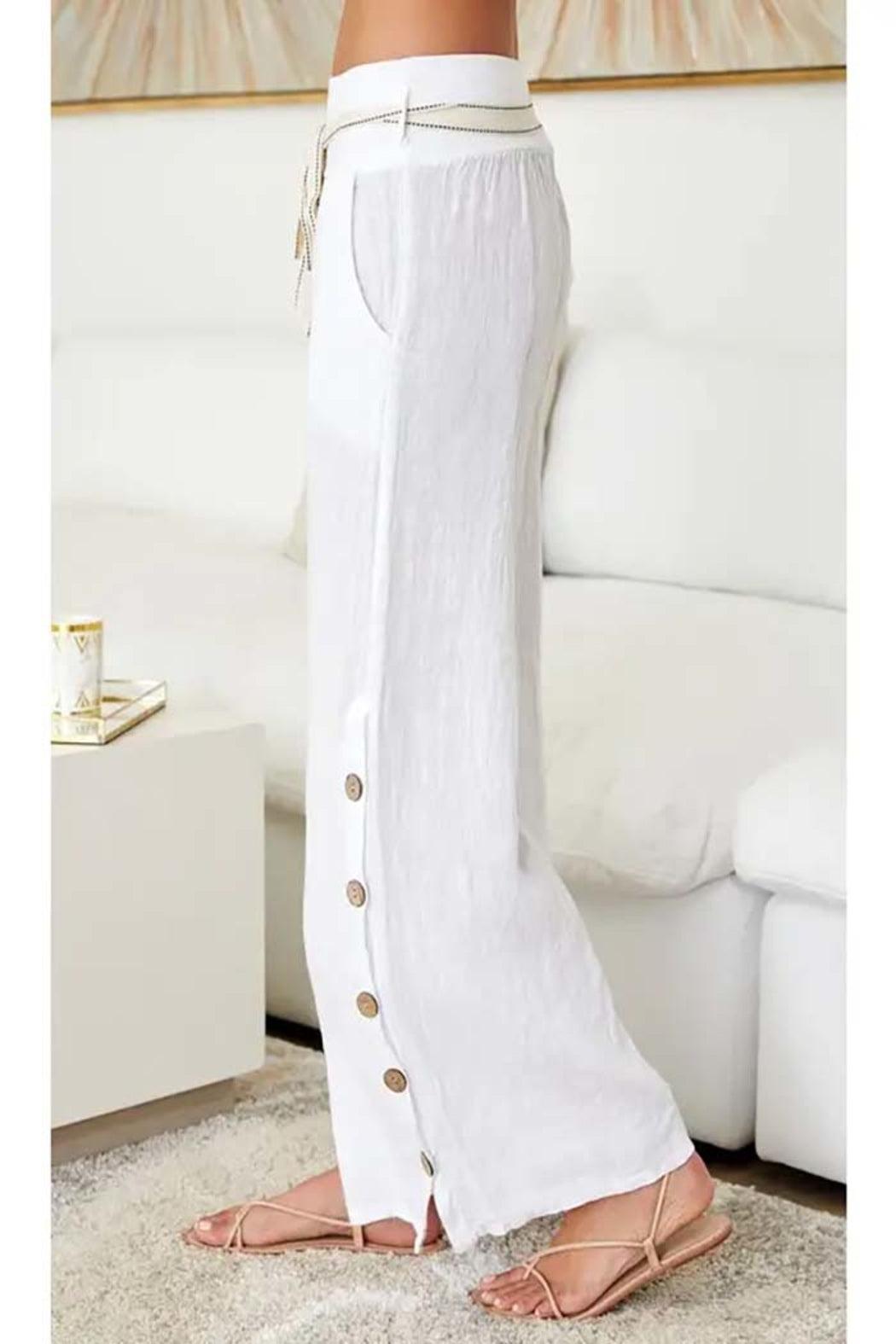 Linen Wide Leg Palazzo Pants Product Image