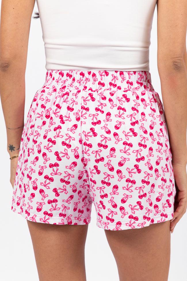 Over the Moon Cherry Hearts Pajama Shorts FINAL SALE Product Image