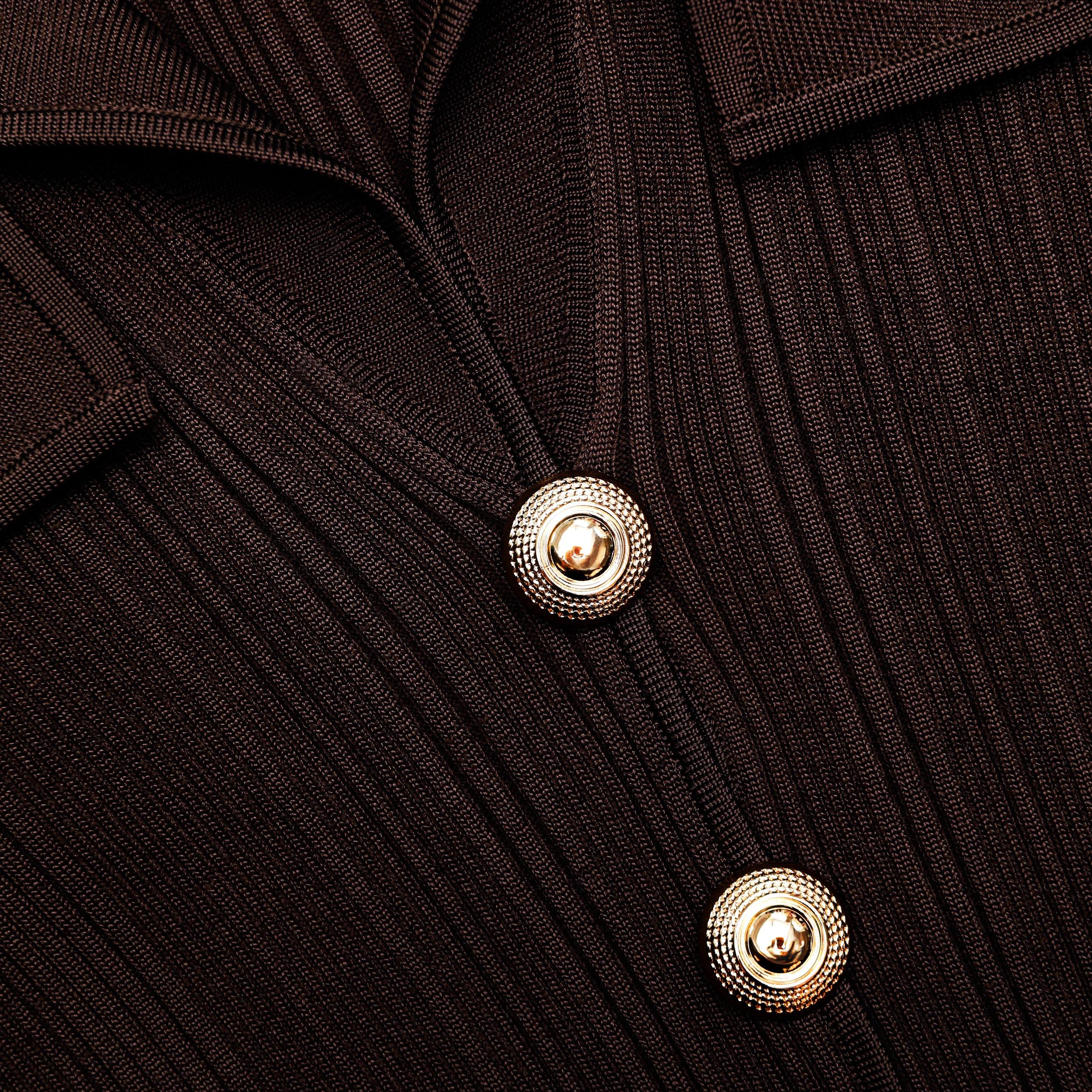 Brown Viscose Rib Knit Midi Dress Product Image