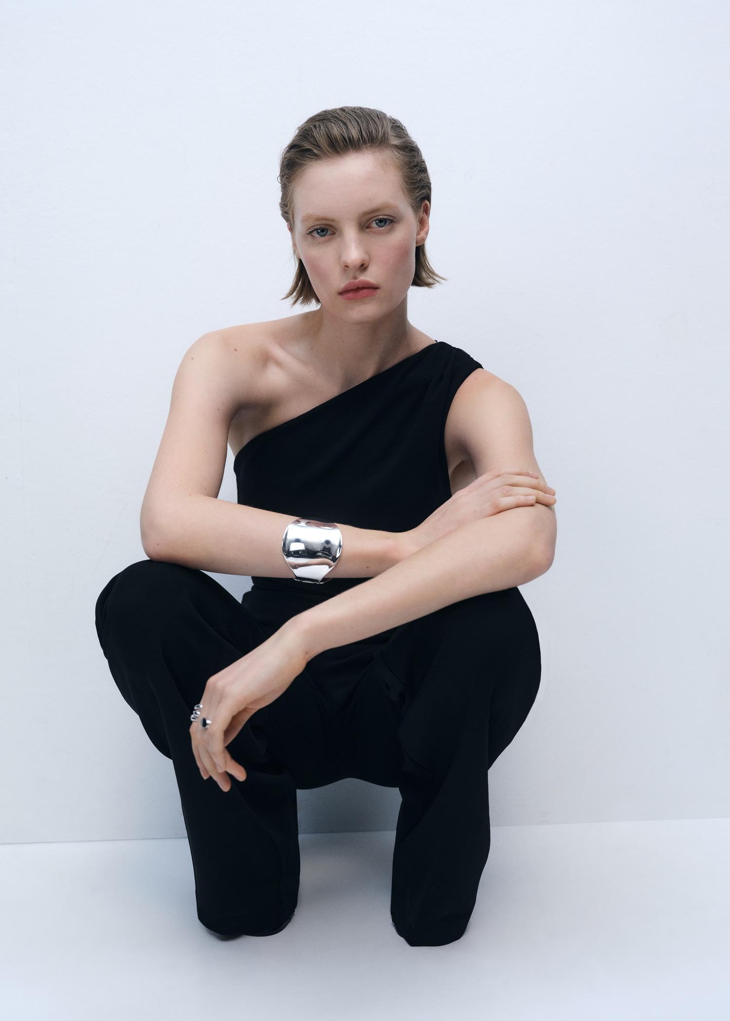 Asymmetrical jumpsuit with draped detail - Women | MANGO USA Product Image