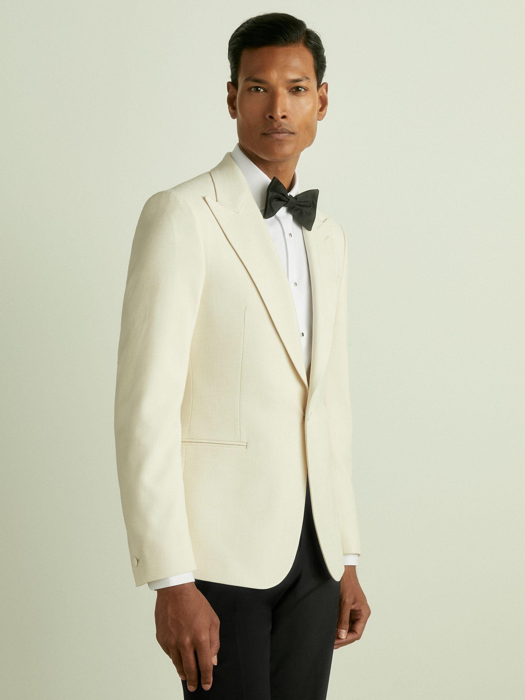 SIngle-Breasted Twill Blazer in Off White Product Image