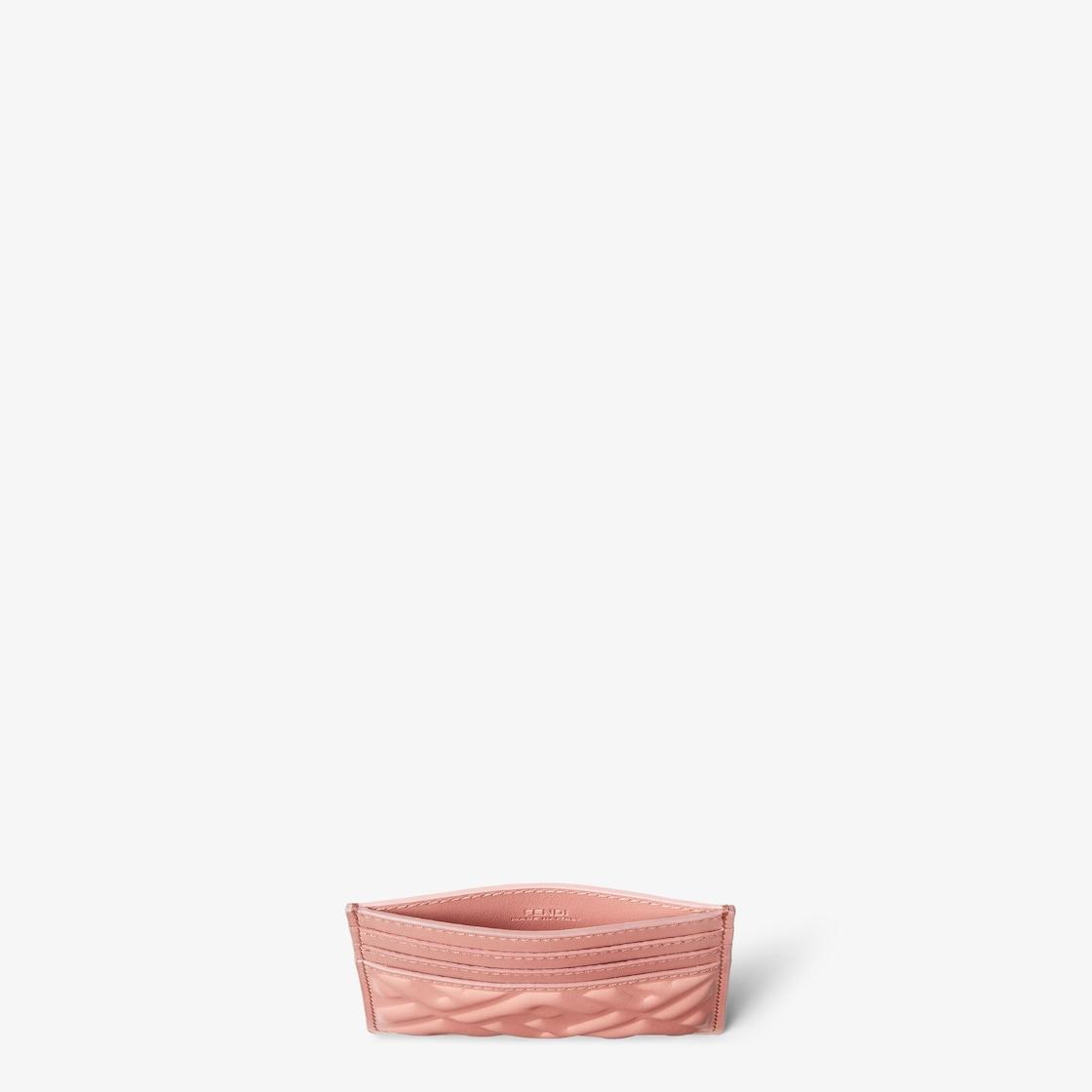 Baguette Card CasePink nappa leather flat card case with FF motif Product Image