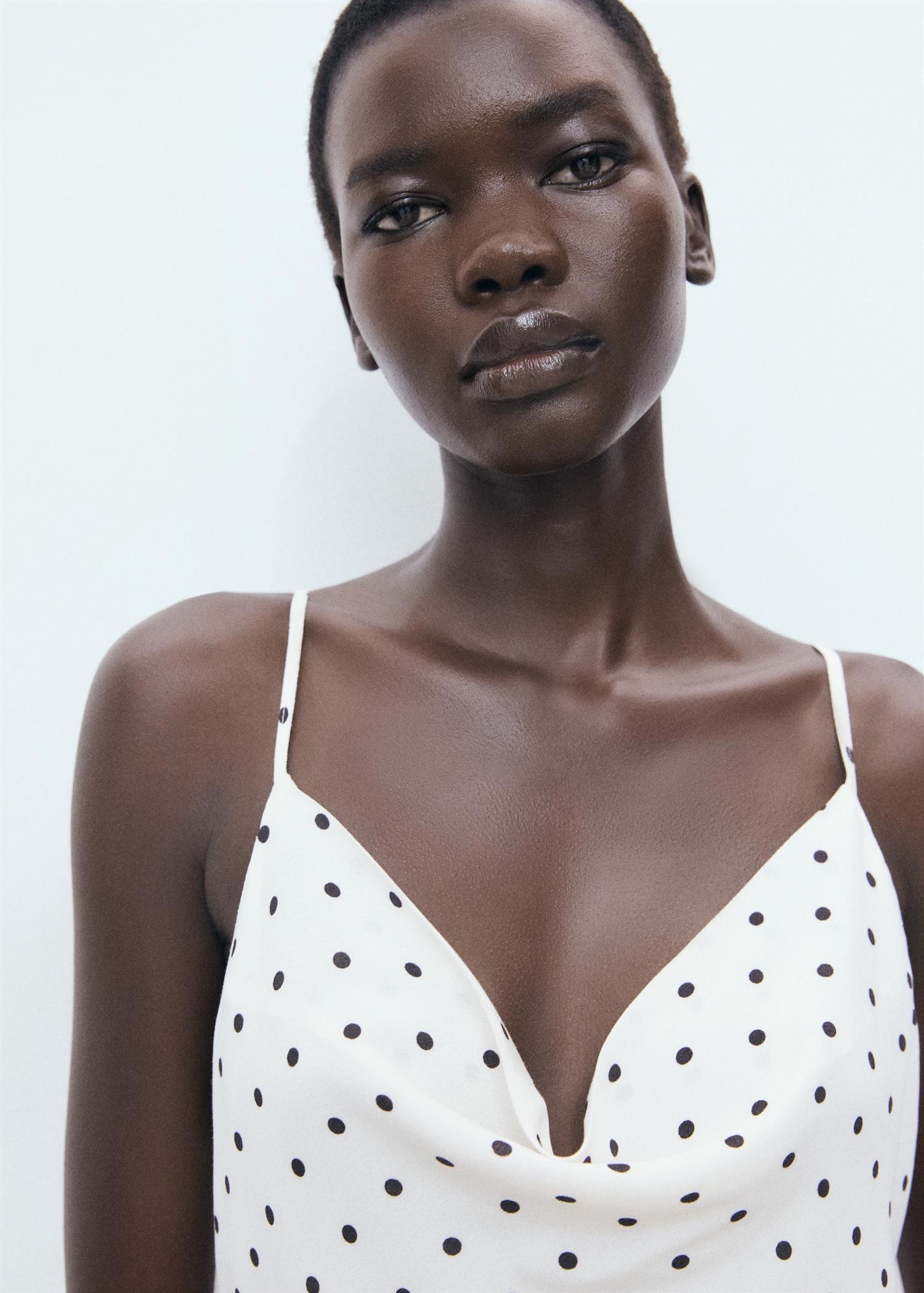 Long dress with draped neckline - Women | MANGO USA Product Image