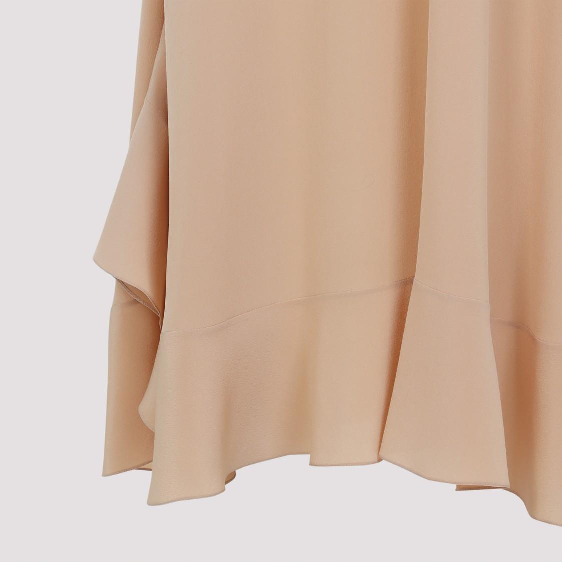 CHLOÉ Long Silk Dress With Flared Skirt And Ruffled Straps In Beige Product Image