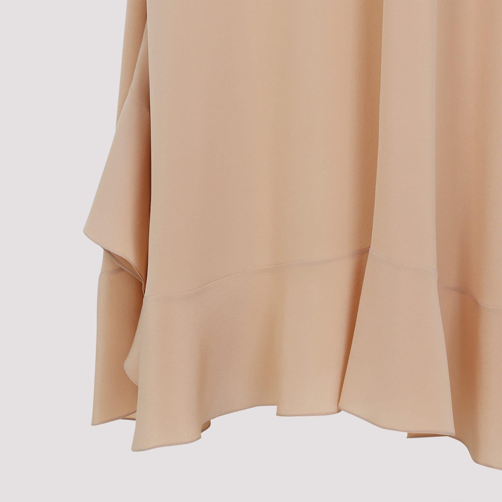 CHLOÉ Long Silk Dress With Flared Skirt And Ruffled Straps In Beige Product Image