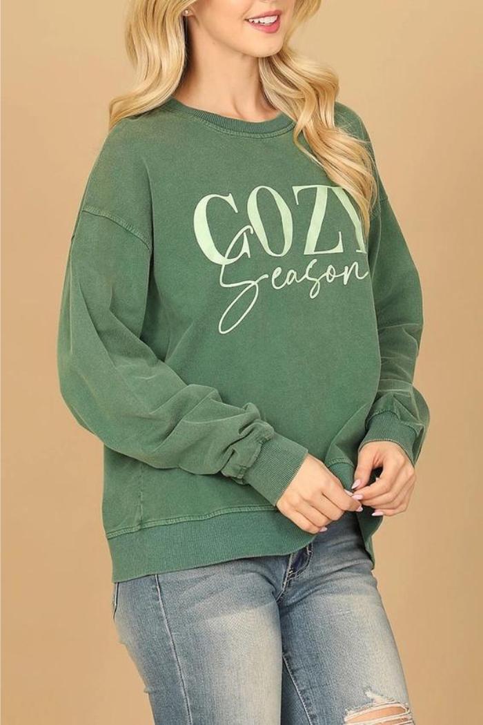 Long Sleeve Cozy Season Print Top Product Image