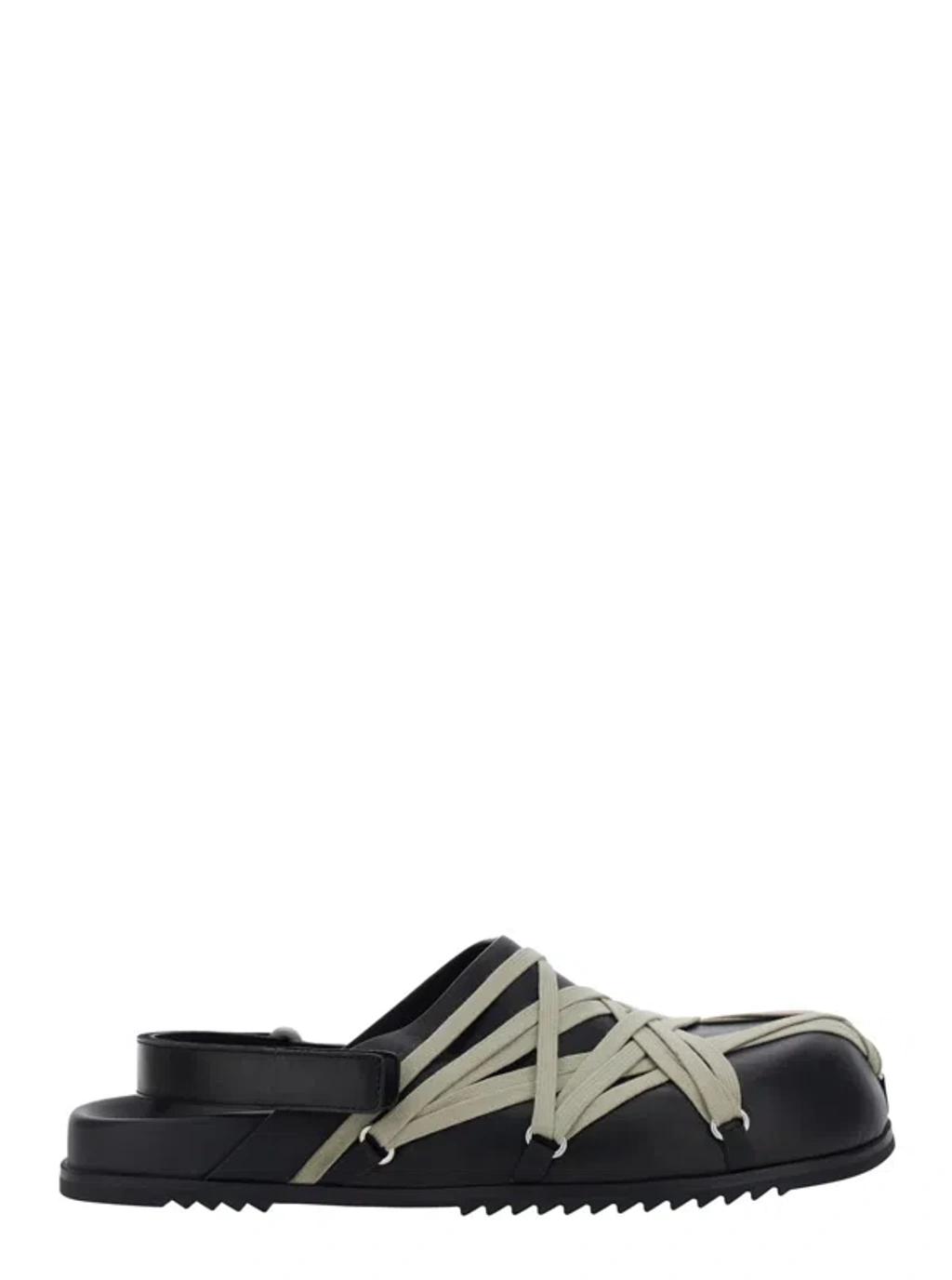RICK OWENS Leather Loafers With Crisscross Detail In Black Product Image