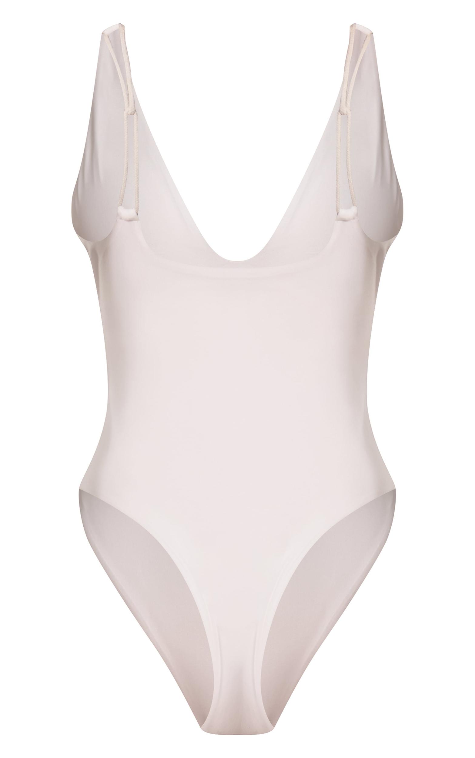 White Plunge Rope Chain Detail Swimsuit Product Image