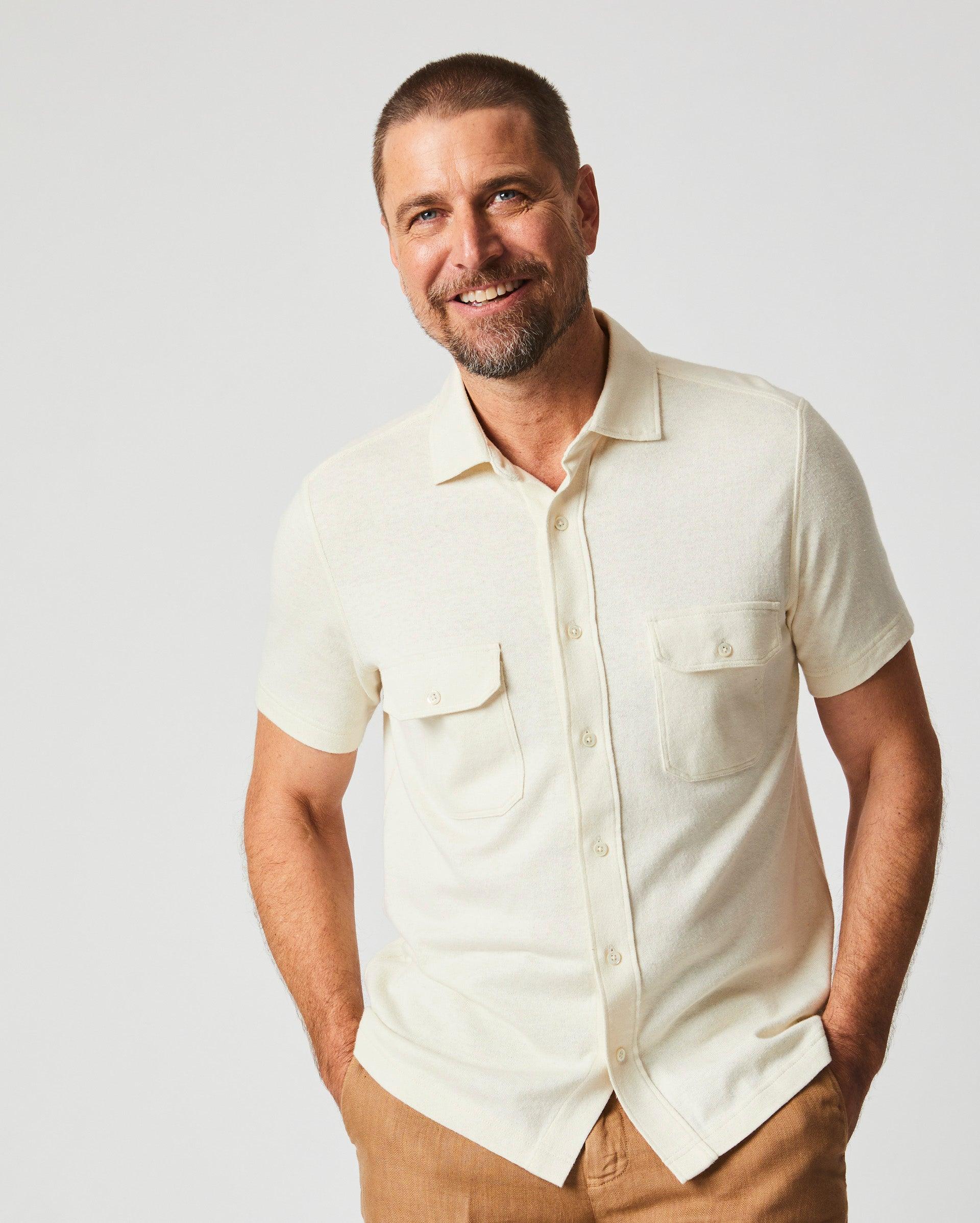 Short Sleeve Hemp Cotton Knit Shirt -  Product Image