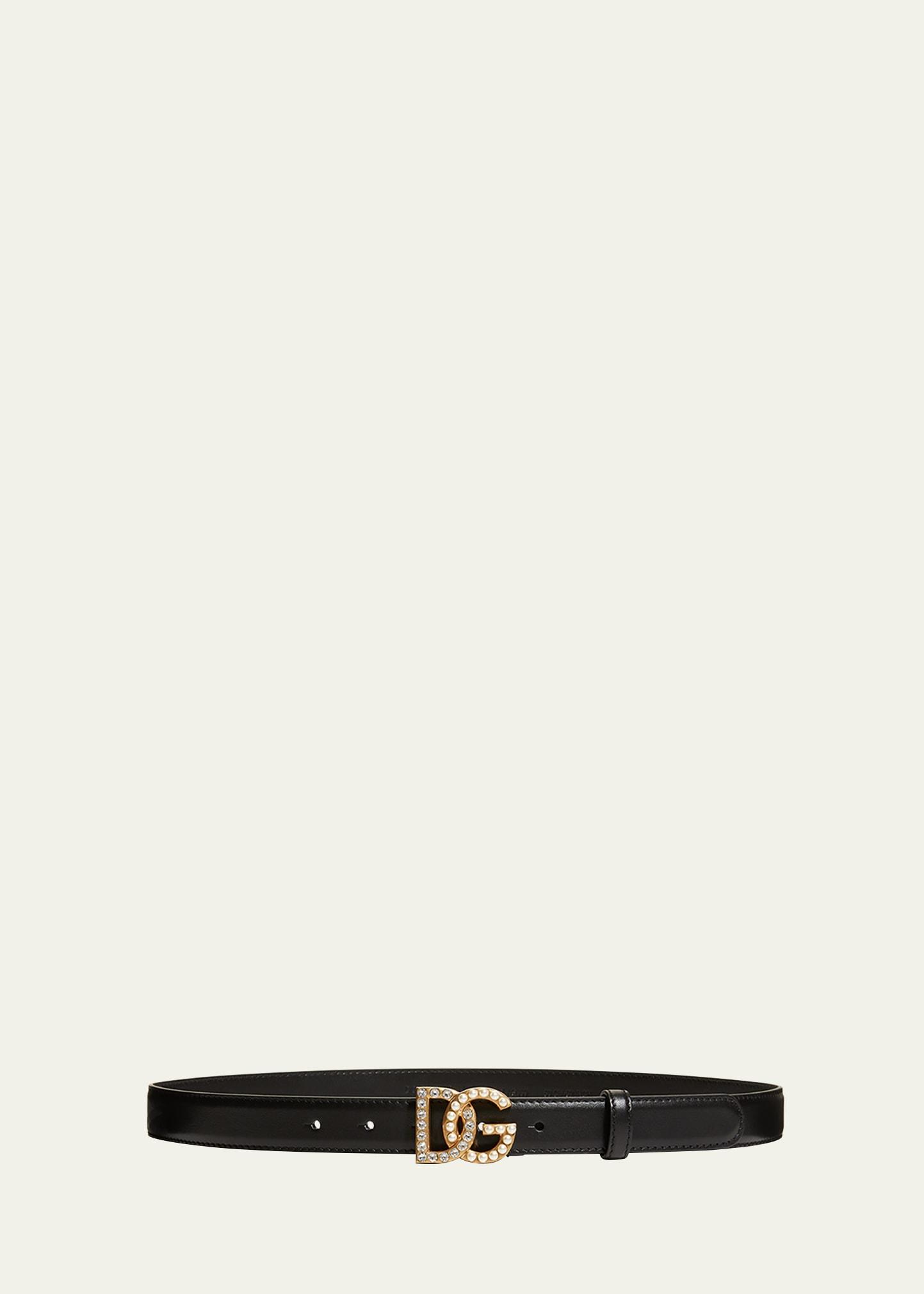 DG Swarovski Crystal & Pearl Leather Belt Product Image